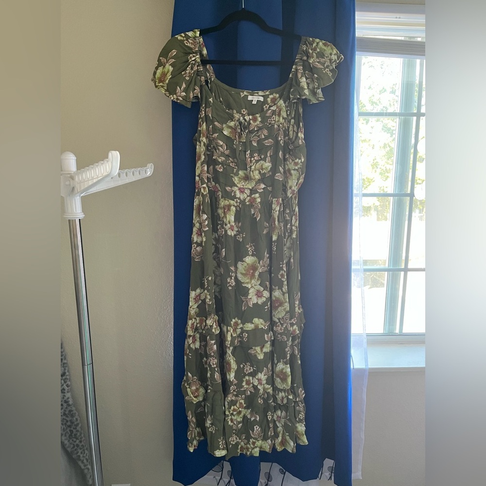Maurices Olive Floral Maxi Dress